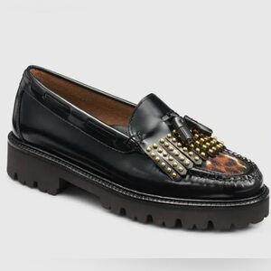 G.H. BASS & CO. WEEJUNS LEATHER ESTHER STUD SUPER LUG LOAFER